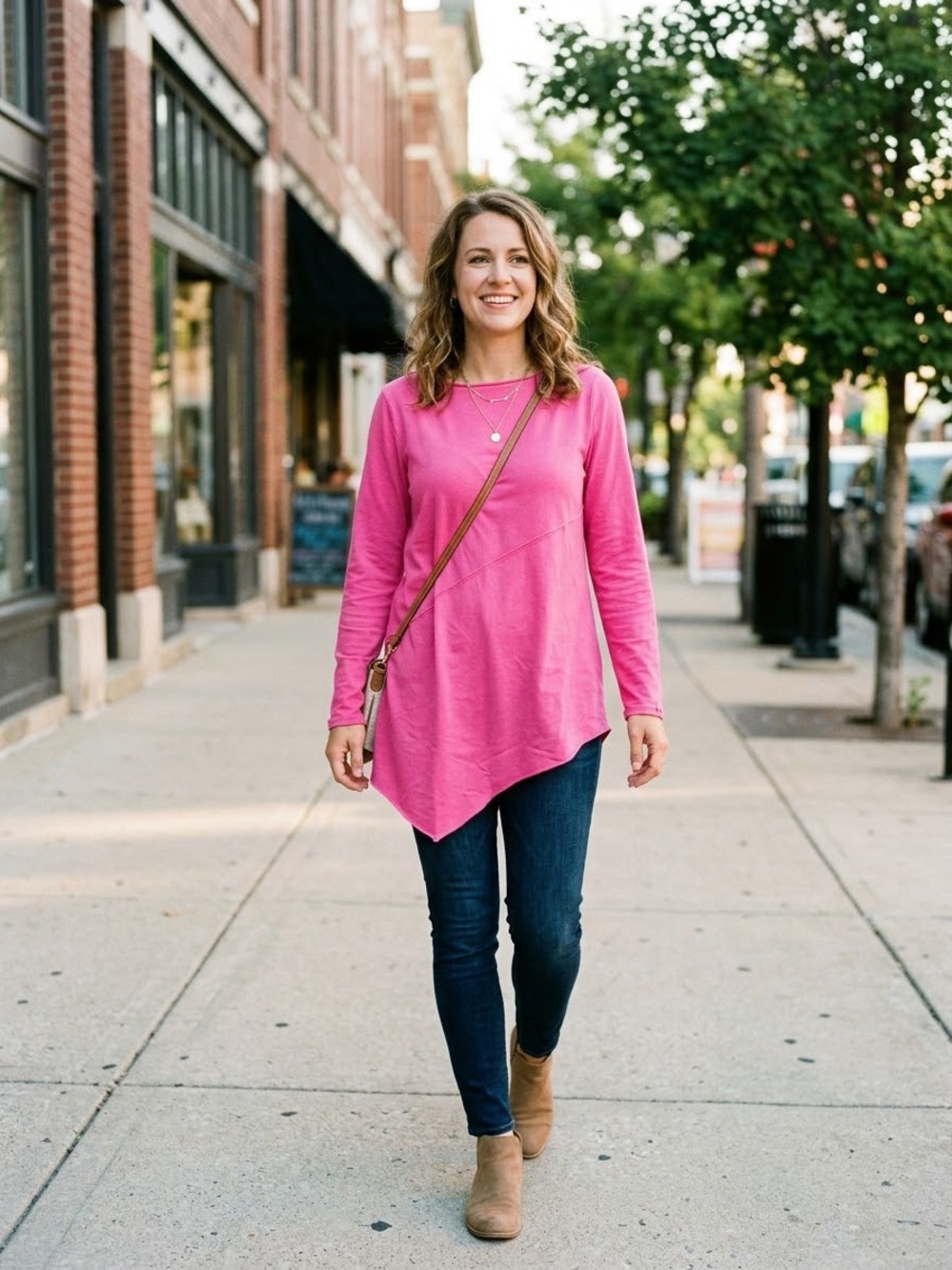 Worth New York hot pink Barbie asymmetric tunic sweater medium